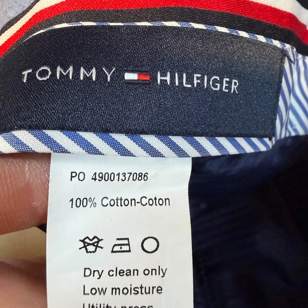 Tommy Hilfiger Mens Khaki Corduroy Pants Straight Leg Cotton Trousers 33W x 30L
